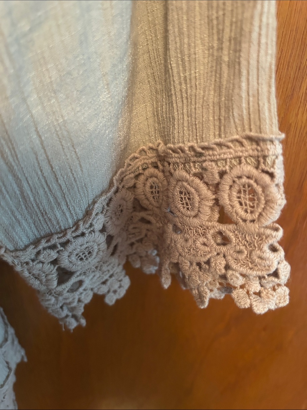 Westport Taupe Crochet-Trim Peasant Blouse - Picture 4 of 7